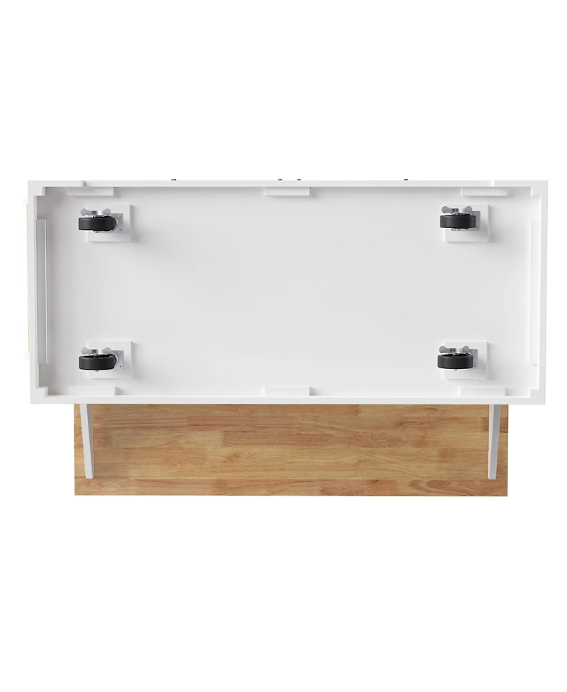 Streamdale Large Kitchen Island with Drop Leaf, Embossed Rolling Cart with Storage