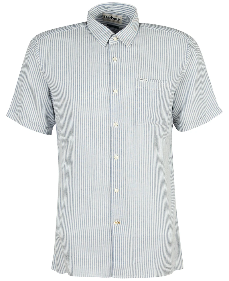 Barbour Men's Deerpark Linen Short Sleeve Striped Button-Front Shirt