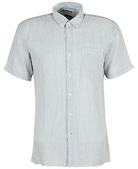 Barbour Men's Deerpark Linen Short Sleeve Striped Button-Front Shirt