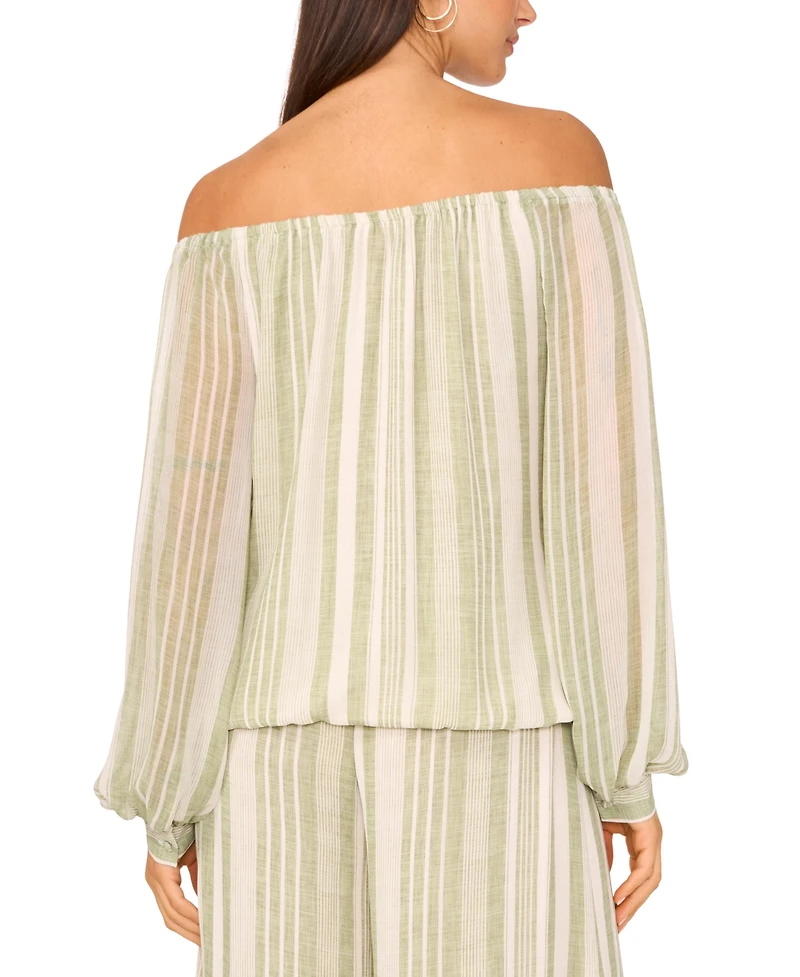 Vince Camuto Women's Stripe Off-the-Shoulder Tied-Hem Top