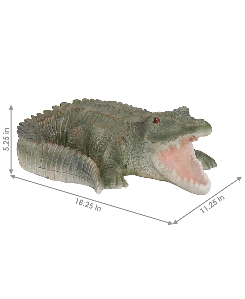 Chloe the Crabby Crocodile Realistic Polystone Garden Statue Decor for Indoor or Outdoor Use - 18"