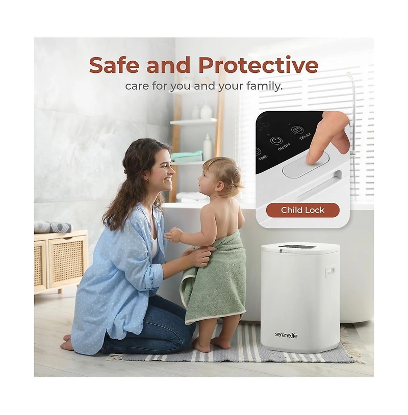 SereneLife Towel Warmer Bucket, 23L, Adjustable Timer, Auto Shut-Off, White
