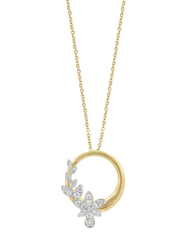 Effy Diamond Vine & Polished Circle Pendant Necklace (1/3 ct. t.w.) in 14k Gold