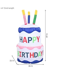 4-Foot Happy Birthday Cake Inflatable Decoration - Fan Blower and Led Lights
