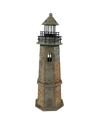 Outdoor Backyard Garden Nautical Lighthouse Solar Led Pathlight Statue Figurine - 35" - Brick