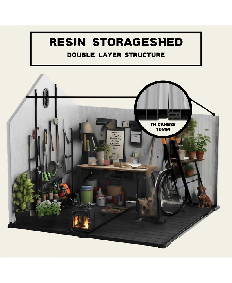 Streamdale 6x8ft Plastic Tool Shed Durable Storage for Outdoor & Garden Needs