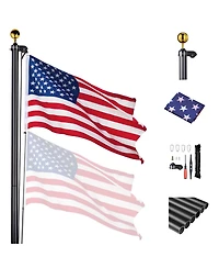 Yescom Bravery 30ft 13 Gauge Sectional Flag Pole Kit Aluminum for Outside House Inground Yard Garden Residential