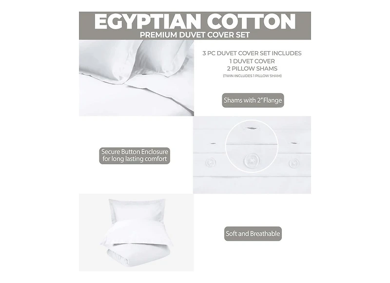 Superior Egyptian Cotton 300 Thread Count Solid Duvet Cover Set