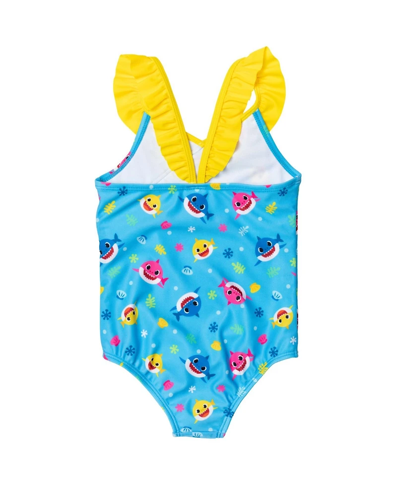 Baby Shark Baby Girls Shark Shark Crossover One Piece Bathing Suit to
