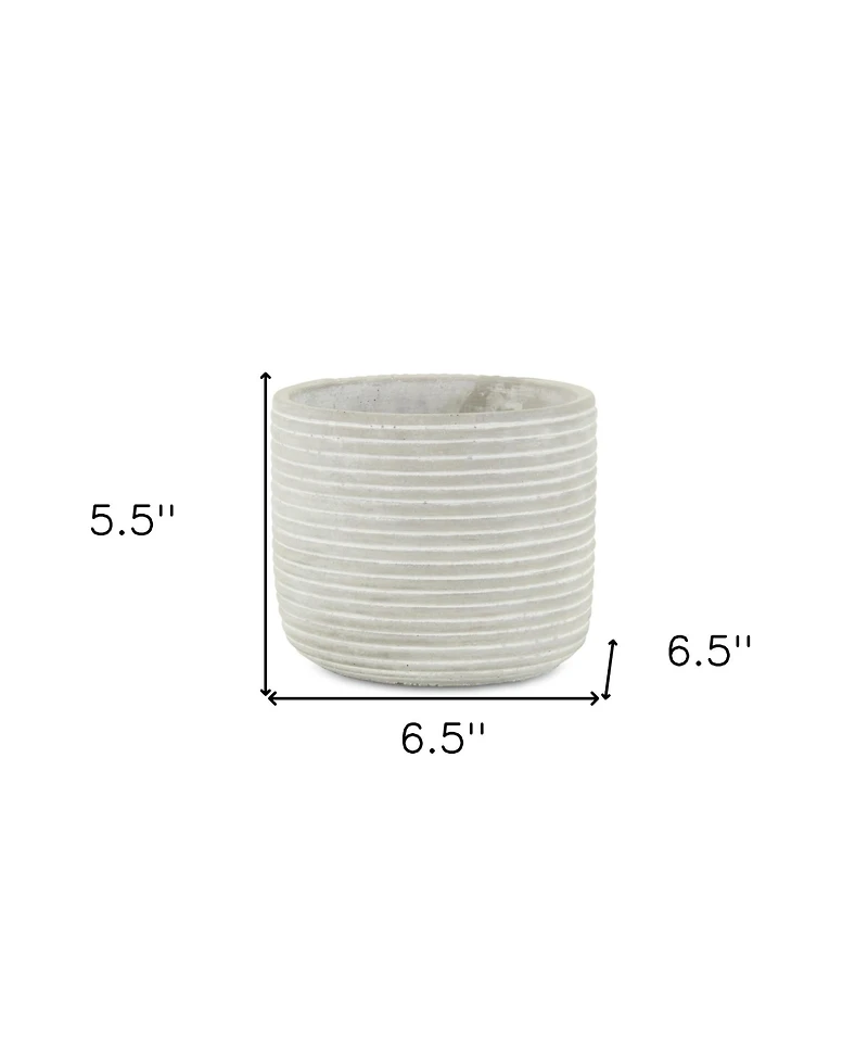 Striped Cement Round Planter – Modern Pot for Indoor & Outdoor Spaces