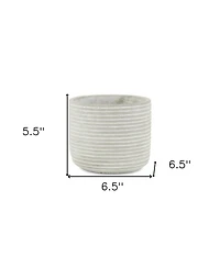 Striped Cement Round Planter – Modern Pot for Indoor & Outdoor Spaces