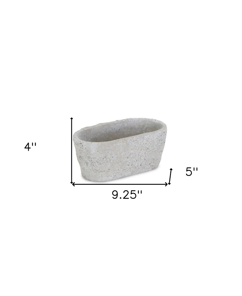 9" Gray Speckle Glaze Cement Indoor Outdoor Oval Pot Planter