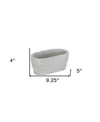 9" Gray Speckle Glaze Cement Indoor Outdoor Oval Pot Planter