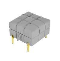 Anti-Scratch Pu Leather Storage Ottoman, Upholstered Footstool with Gold Stainless Steel Legs for Bedroom or Living Room-The Pop Home