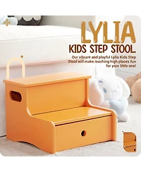 Kings Brand Furniture Wooden Toddler Step Stool for Kids with Storage Bedroom, Bathroom & Kitchen