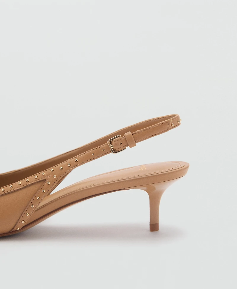 Mango Women's Stud Detail Kitten-Heel Shoes