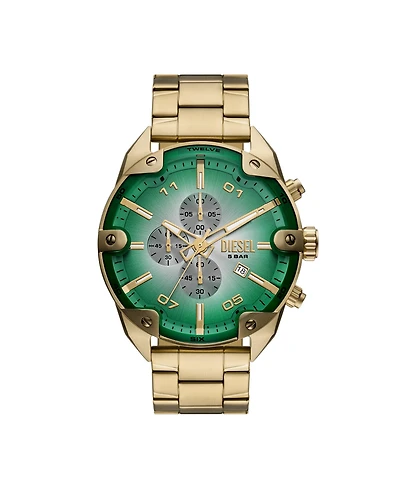 Diesel Men's Spiked Quartz Chronograph Gold Stainless Steel Watch, 49mm