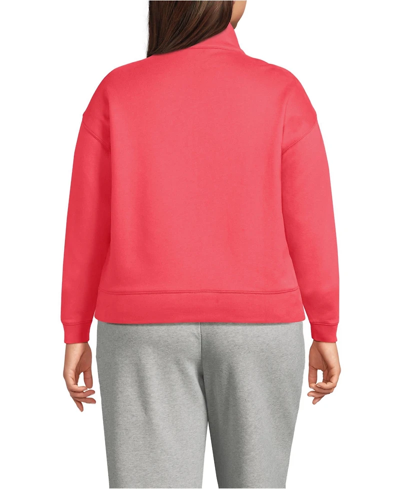 Lands' End Plus Serious Sweats Relaxed Long Sleeve Half Zip Sweatshirt