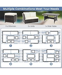 Gymax 7PCS Wicker Patio Conversation Furniture Set Sectional Sofa Set w/ Cushions