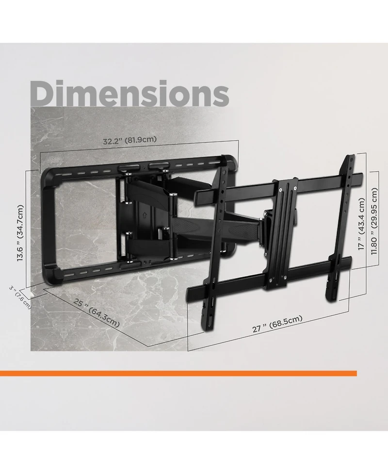 ProMounts Premium Articulating/Full Motion Tv Wall Mount for 37" to 100" Screens up to 150 lbs.