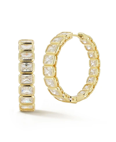 Rachel Zoe 14K Gold Plated Sterling Silver Statement Eternity Hoops
