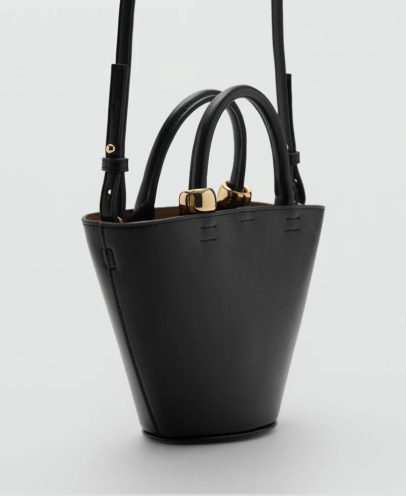 Mango Women's Metallic Detail Mini Shopper Bag