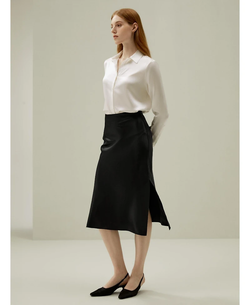 Lilysilk Women's Basic Concealed Placket Silk Shirt