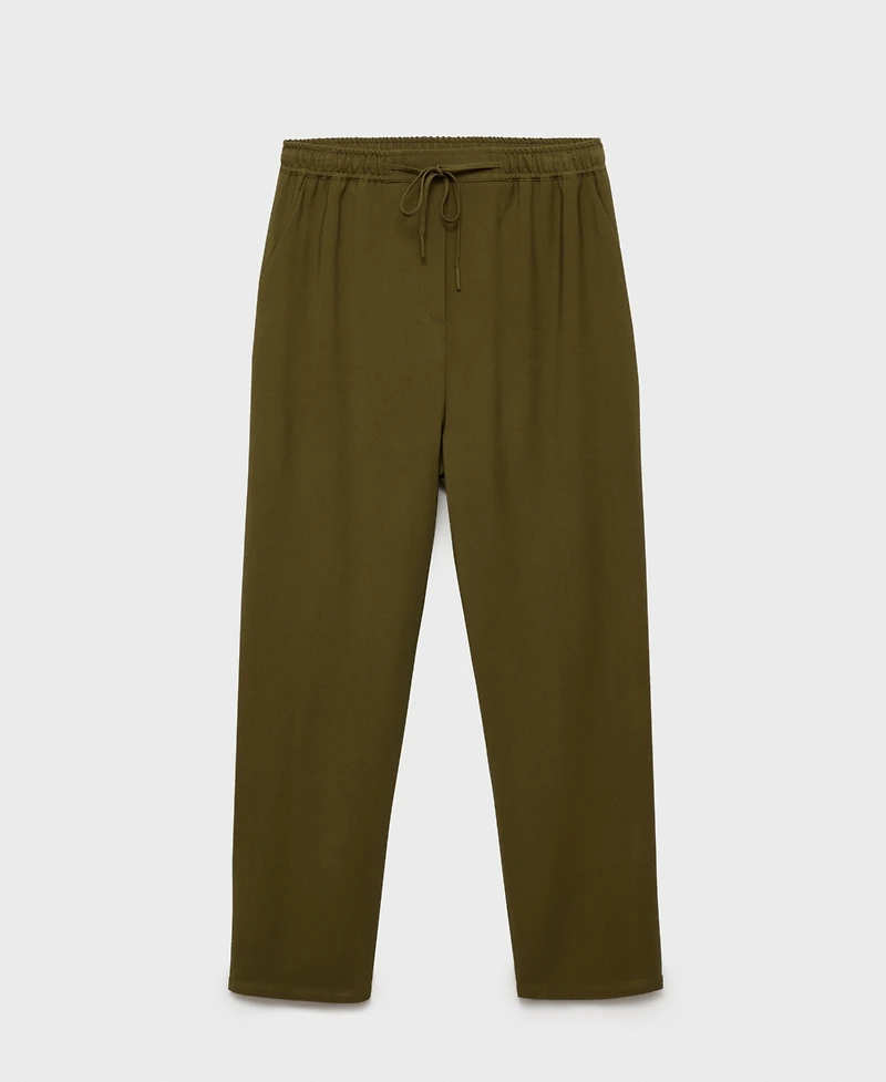 Mango Women's Elastic Waist Flowy Trouser Pants