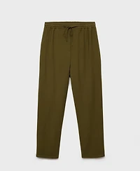 Mango Women's Elastic Waist Flowy Trouser Pants