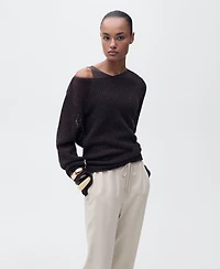 Mango Women's Elastic Waist Flowy Trouser Pants