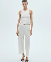 Mango Women's Linen-Blend Culotte Suit Pants