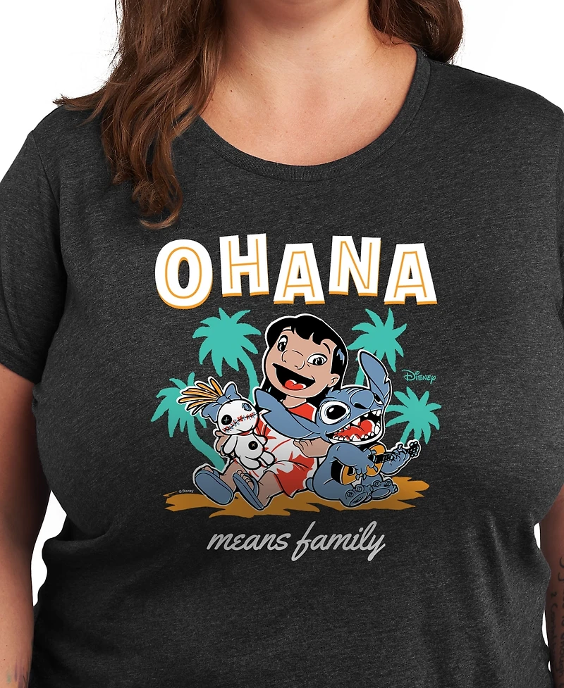 Hybrid Apparel Plus Lilo Stitch Ohana Means Family Graphic T-Shirt