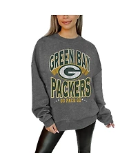 Gameday Couture Women's Charcoal Green Bay Packers Long Weekend Premium Fleece Drop Shoulder Pullover Sweatshirt