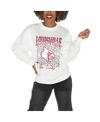 Gameday Couture Women's White Louisville Cardinals Drop Shoulder Fleece Pullover Sweatshirt