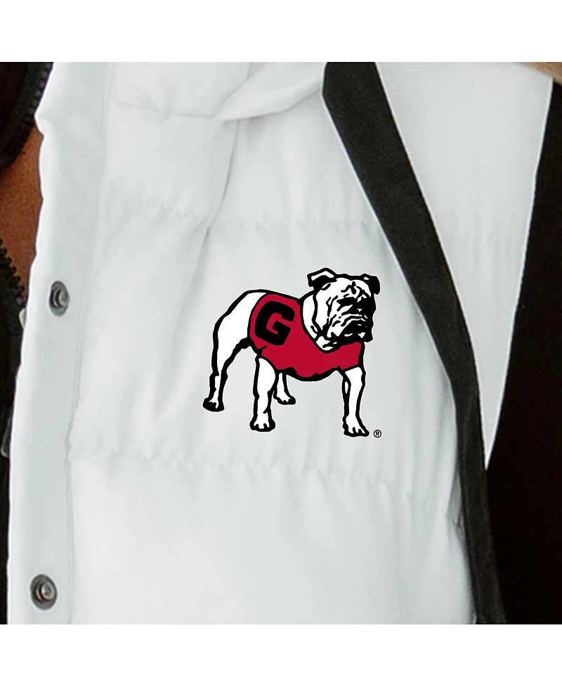 Gameday Couture Women's White Georgia Bulldogs Hooded Full-Snap Puffer Vest