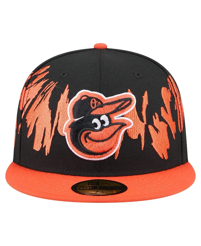 New Era Men's Black/Orange Baltimore Orioles Retro Pattern 59FIFTY Fitted Hat