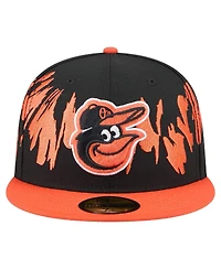 New Era Men's Black/Orange Baltimore Orioles Retro Pattern 59FIFTY Fitted Hat