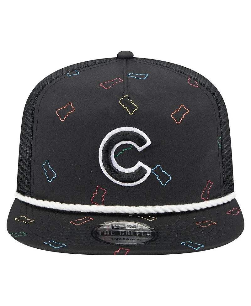 New Era Men's Black Chicago Cubs Gummy Golfer Trucker Adjustable Hat