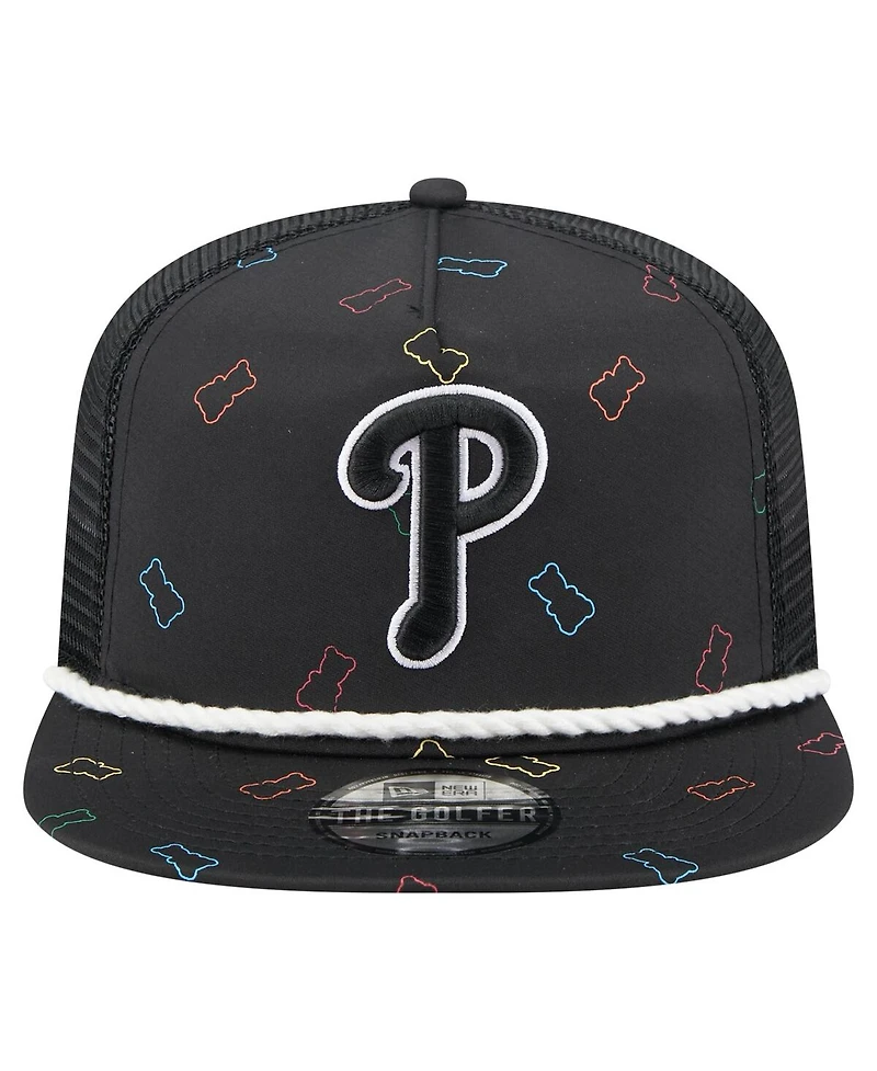 New Era Men's Black Philadelphia Phillies Gummy Golfer Trucker Adjustable Hat