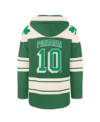 '47 Brand Men's Artemi Panarin Kelly Green New York Rangers St. Patrick's Day Player Name Number Lacer Pullover Hoodie