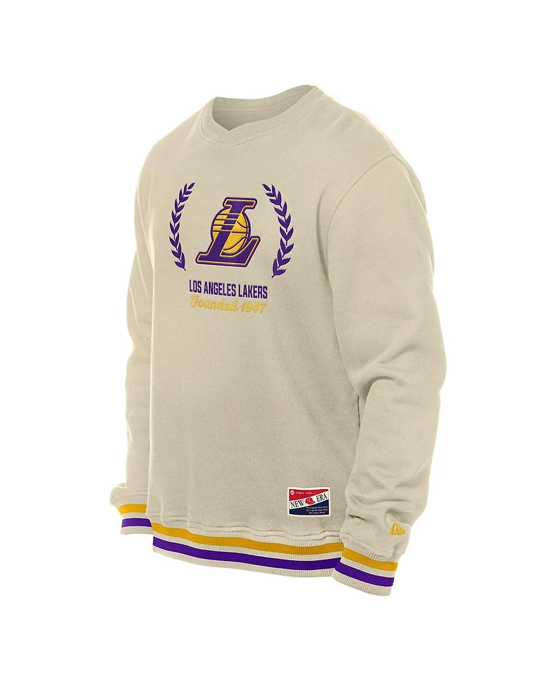 New Era Men's White Los Angeles Lakers Throwback Vintage Pullover Sweatshirt