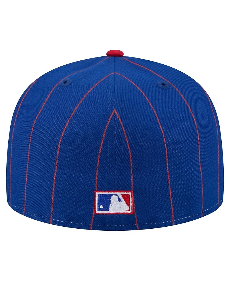 New Era Men's Blue Atlanta Braves Pinstripe 59FIFTY Fitted Hat