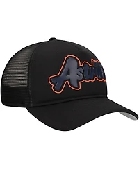New Era Men's Black Houston Astros Retro Bold A-Frame Trucker 9FORTY Adjustable Hat