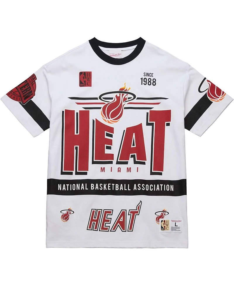 Mitchell & Ness Men's and Women's White Miami Heat Hardwood Classics Vintage Team Origins Premium T-Shirt