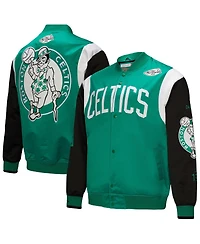 Mitchell & Ness Men's and Women's Kelly Green Boston Celtics Vintage Team Origins Satin Full-Snap Jacket