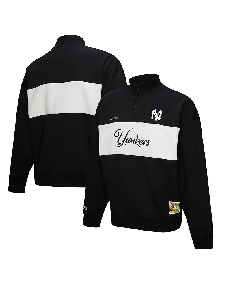 Mitchell & Ness Women's Black New York Yankees Quarter-Zip Pullover Top
