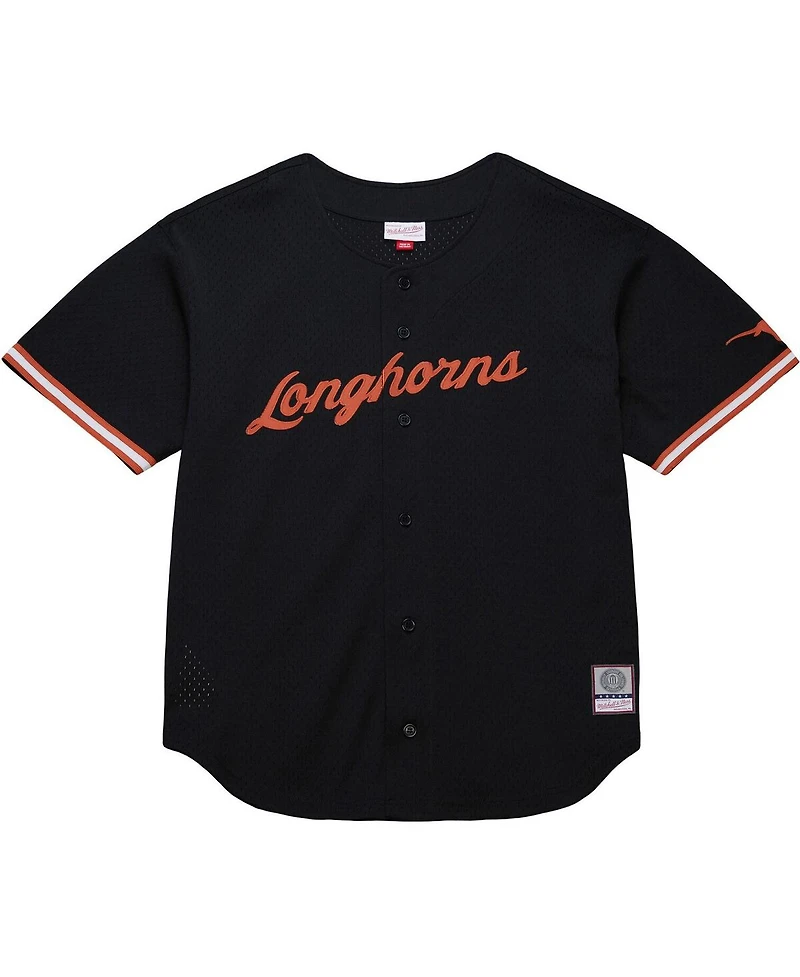 Mitchell & Ness Men's Black Texas Longhorns On The Clock Full-Button Fashion Jersey