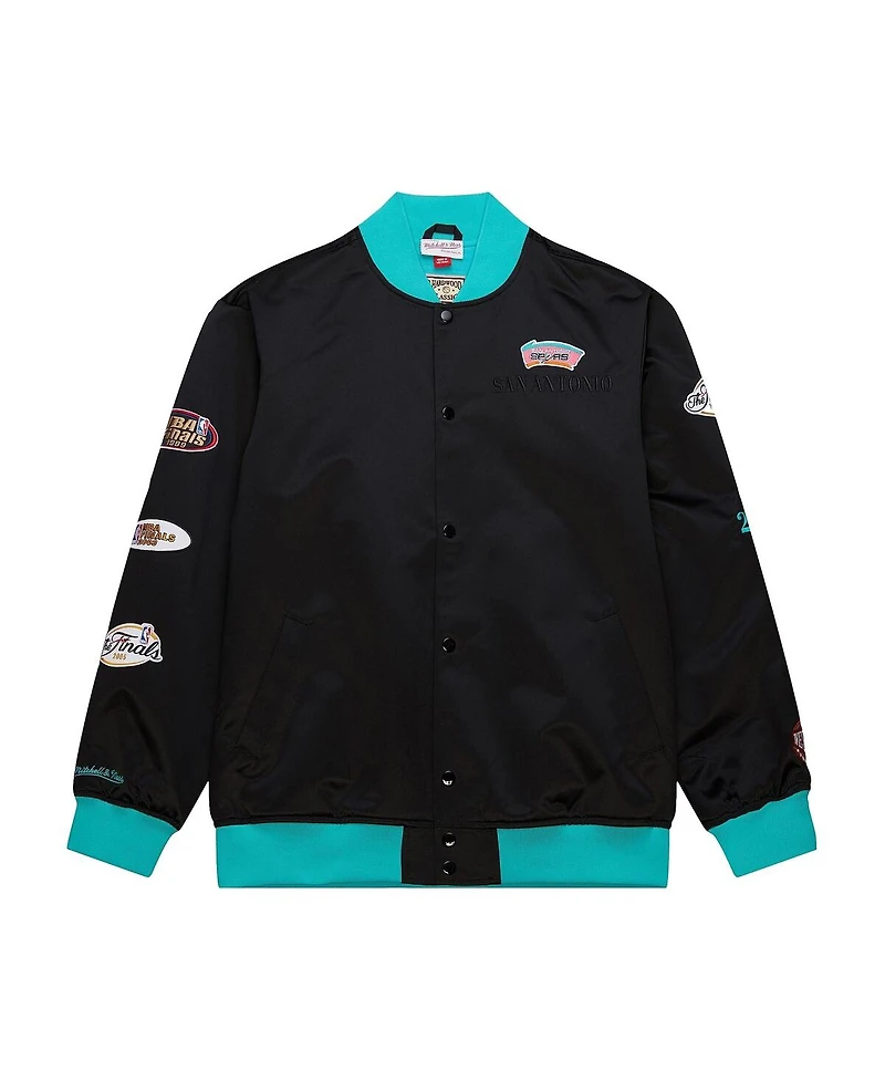 Mitchell & Ness Men's Black San Antonio Spurs Hardwood Classics Team Og 3.0 Lightweight Satin Full-Snap Jacket