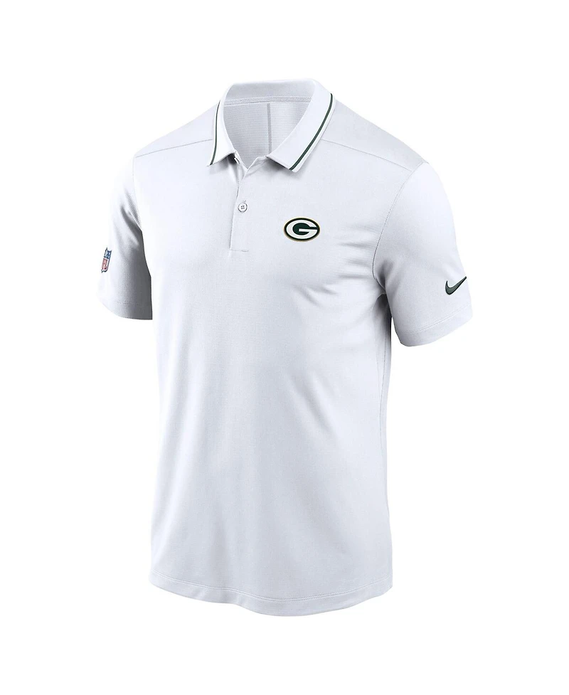 Nike Men's White Green Bay Packers Sideline Victory Performance Polo Shirt