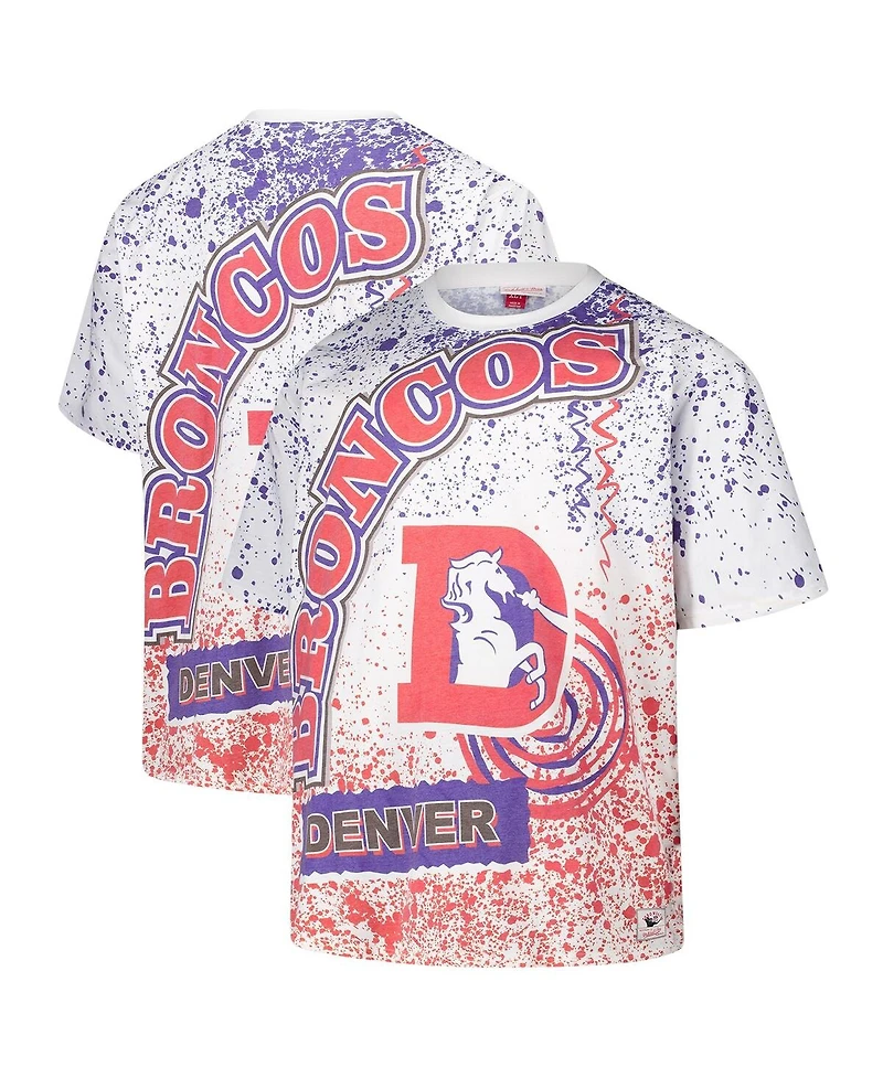 Mitchell & Ness Men's White Denver Broncos Big Tall Allover Print T-Shirt